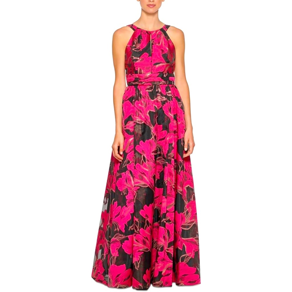 #574 Calvin Klein Halter Neck Floral Gown size 6
